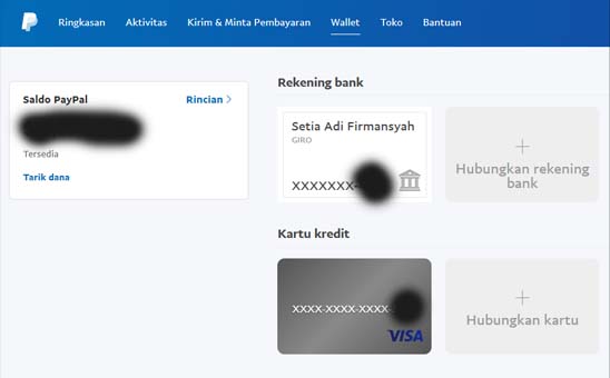 Tambah Rekening Bank 1- PayPal