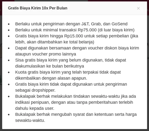 Pembeli Prioritas Bukalapak - Gratis Ongkir