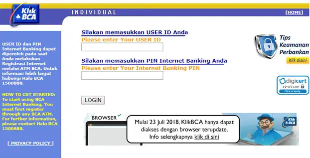 Bca individual klik