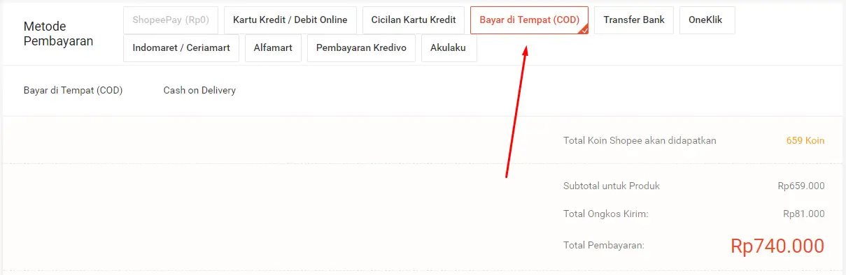 Metode Pembayaran COD Shopee