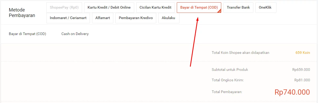 Cara Belanja di Shopee Bayar di Tempat (COD) Metode Pembayaran COD Shopee
