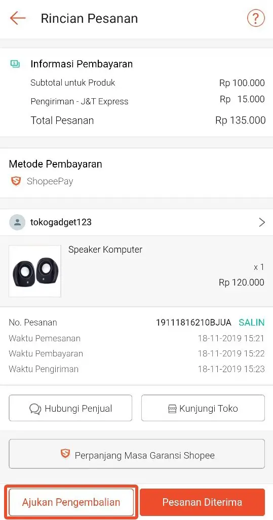 Ajukan Pengembalian Shopee