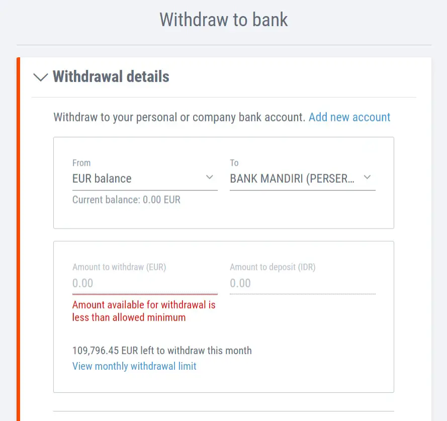 Withdraw to bank - Payoneer